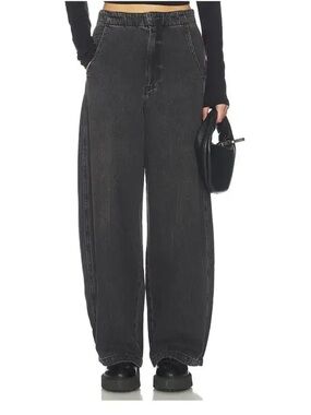 PISTOLA Lottie high rise relaxed jeans zen Washed Black Wide leg barrel NWT 25